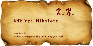 Kárpi Nikolett névjegykártya